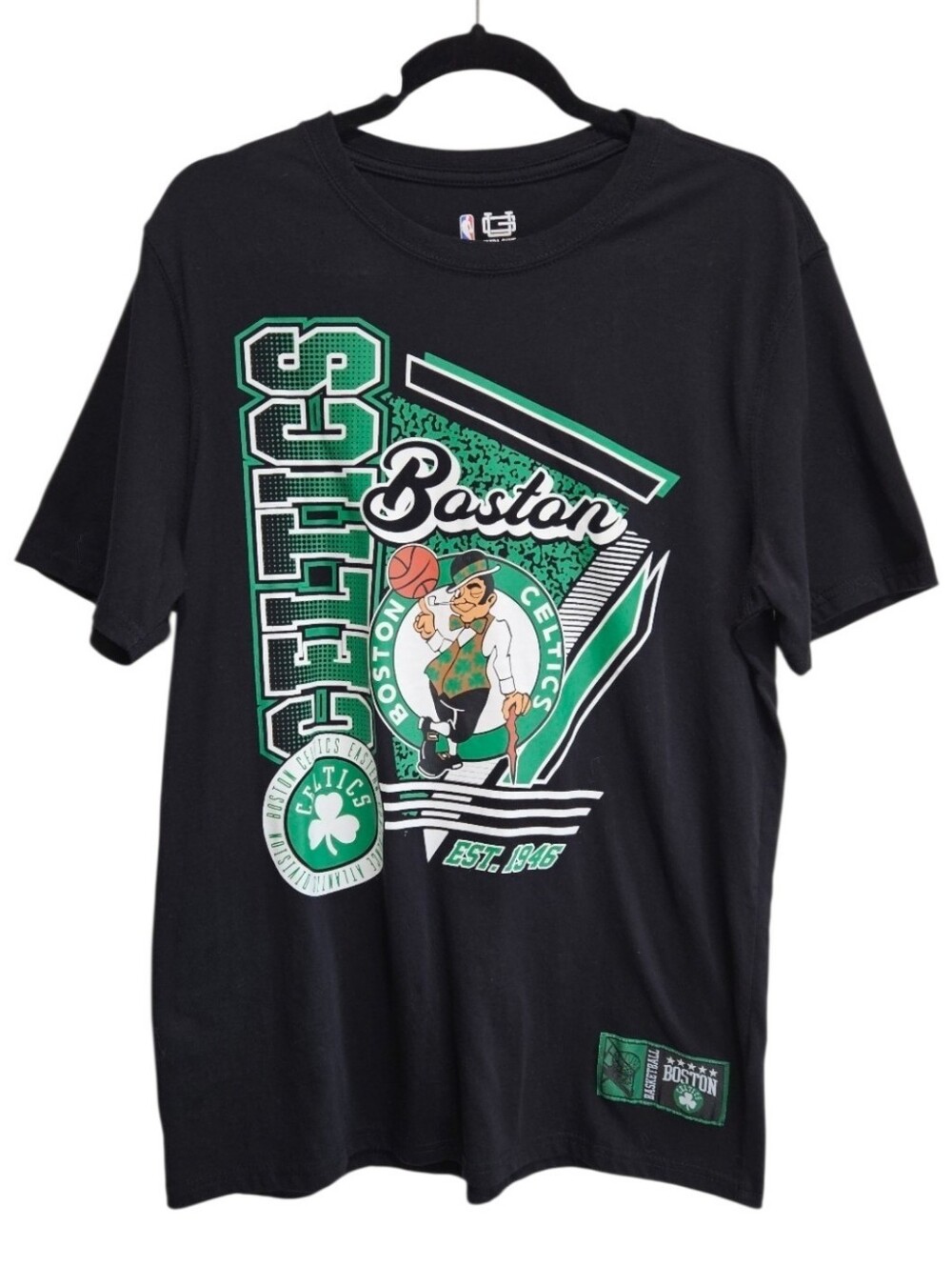 Boston Celtic Basketball vBlack Graphic Tee Men's Unisex Shirt Large Ultra Game